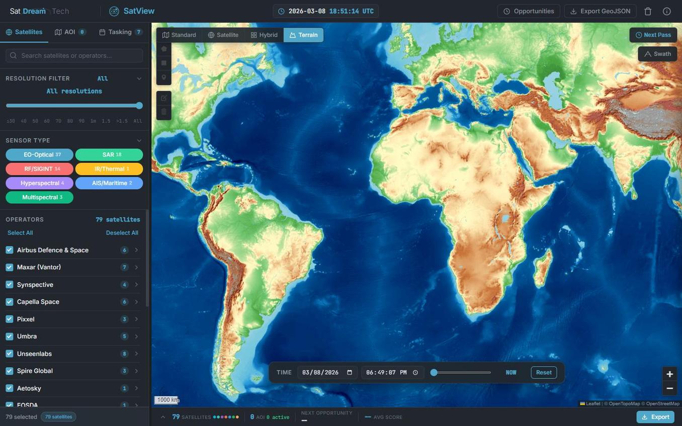 Multi-layer mapping with terrain, satellite and hybrid views